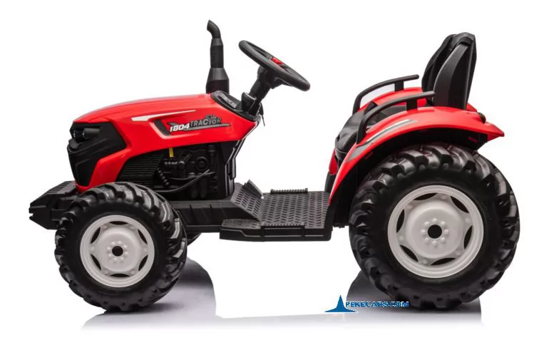 Tractor Eléctrico 24V 2.4G Rojo con remolque lateral tractor