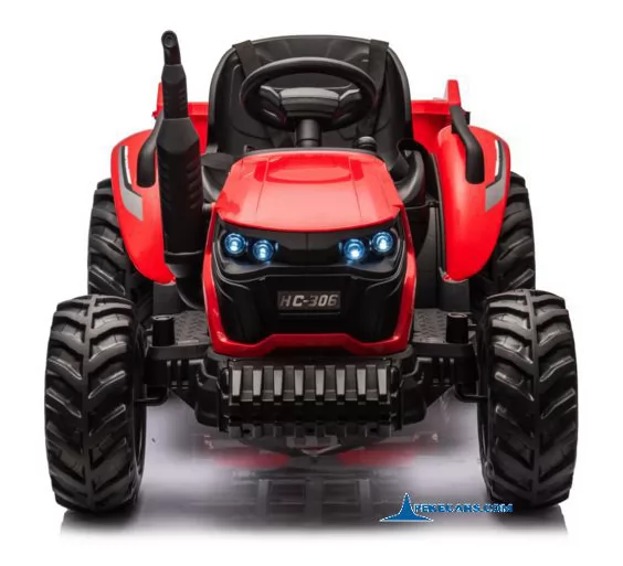 Tractor Eléctrico 24V 2.4G Rojo con remolque frontal