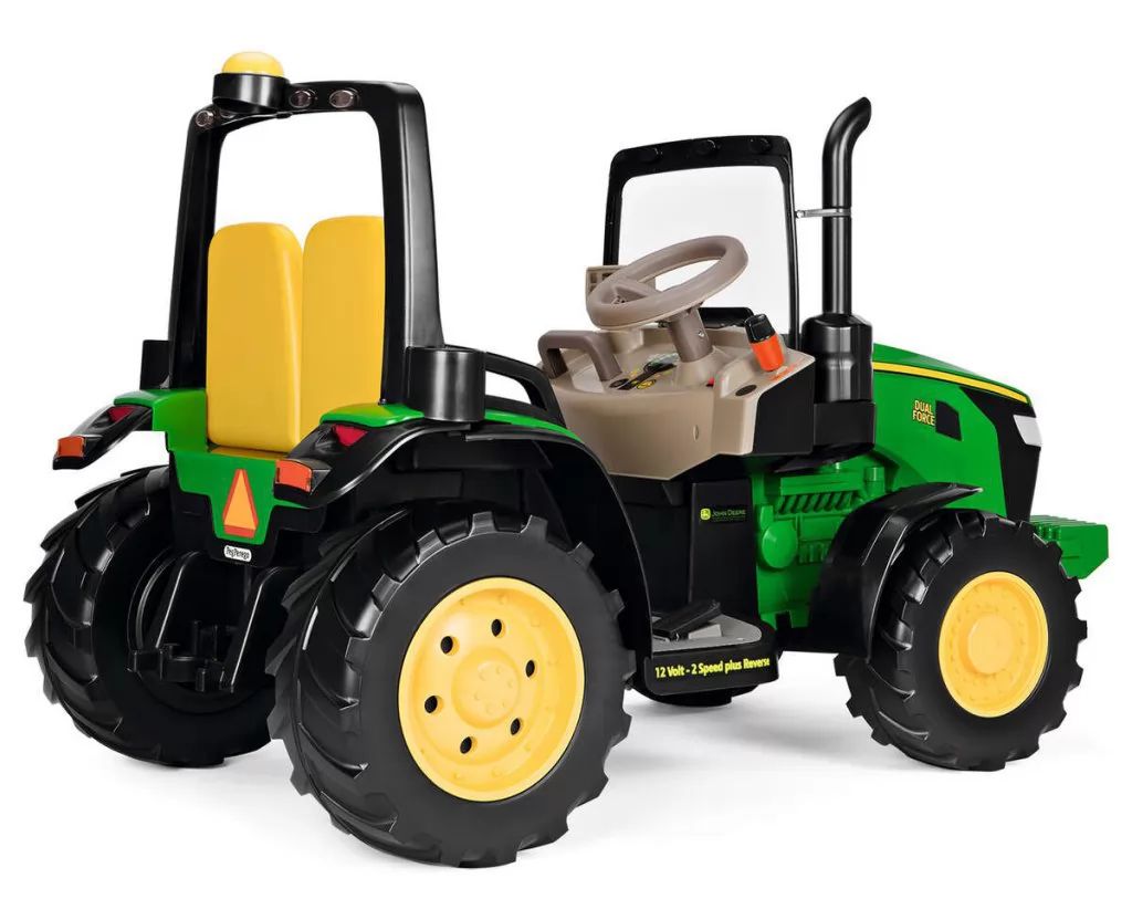 Tractor Eléctrico Infantil John Deere Dual Force 2 Plazas 12V con Remolque - ruedas