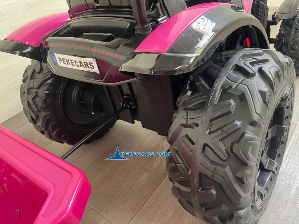 Tractor Electrico Peketrac 9100 Rosa con Mando 2.4G y Remolque