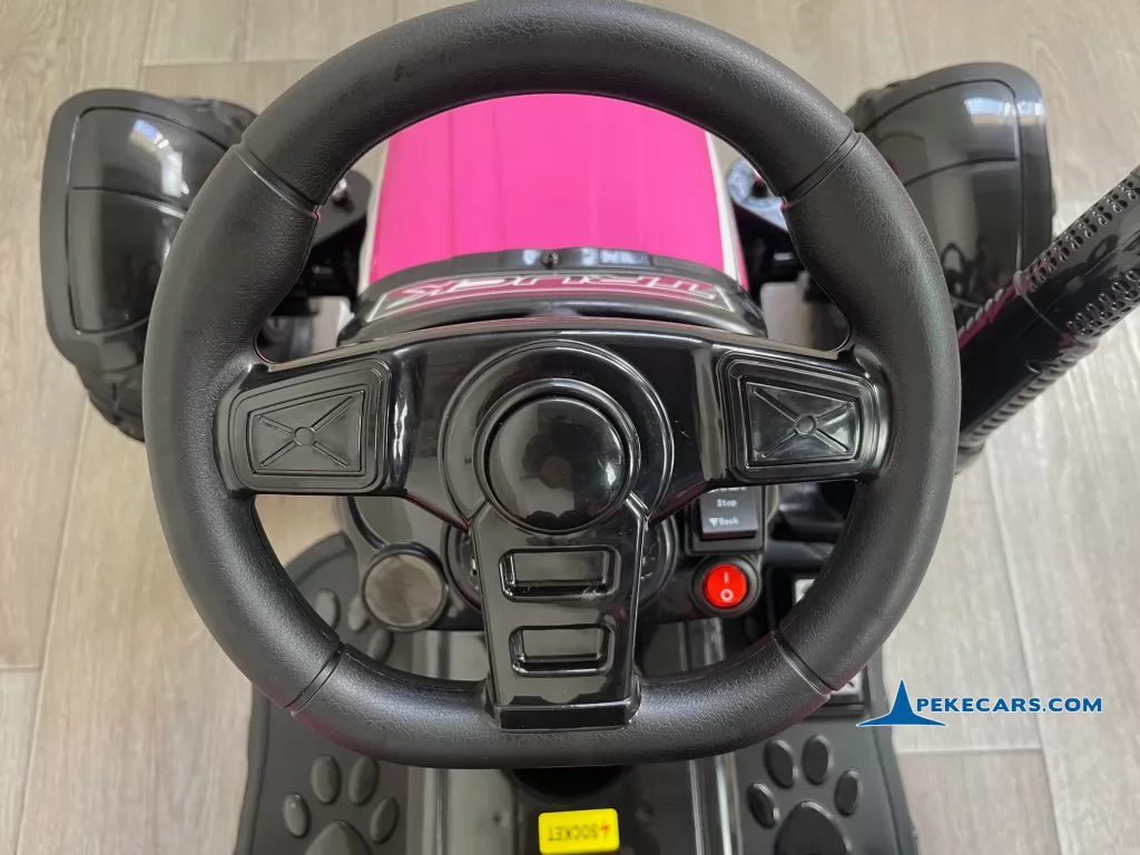 Tractor Electrico Peketrac 9100 Rosa con Mando 2.4G y Remolque