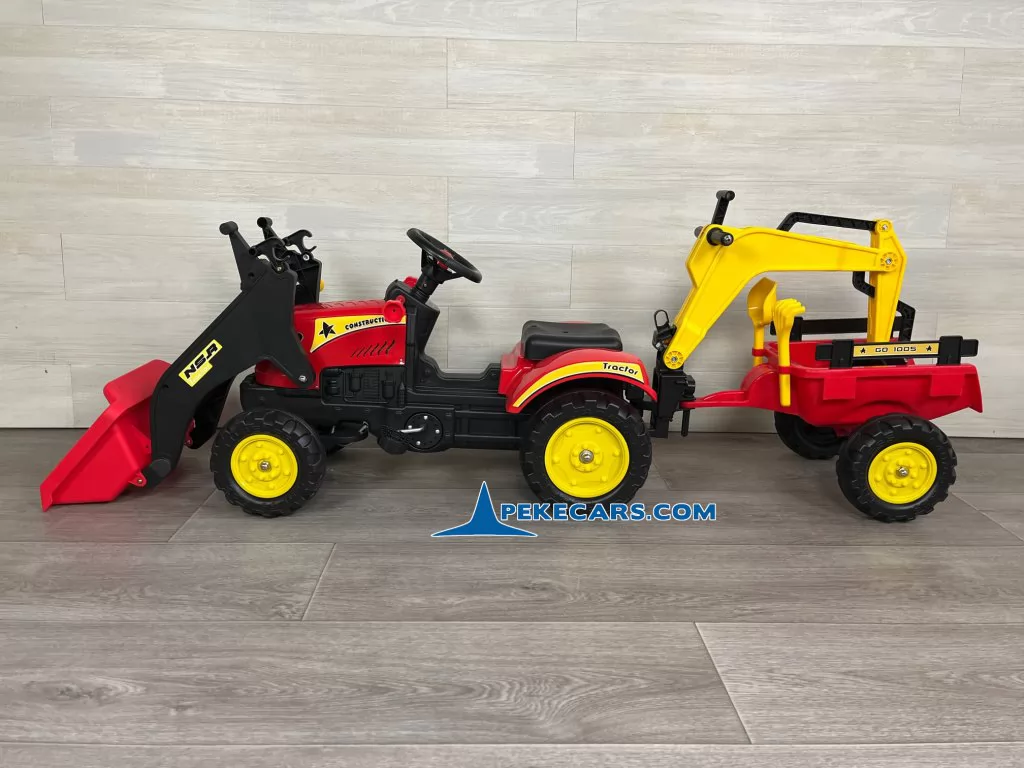 Tractor a pedales infantil con pala remolque y excavadora