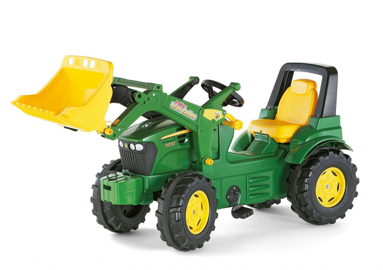 tractor a pedales John Deere con pala excavadora delantera