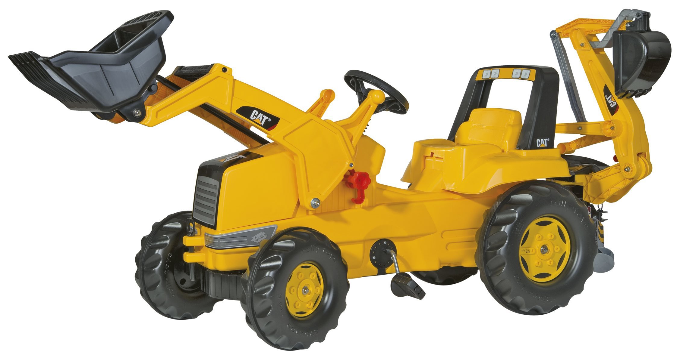 Tractor cat con pala delantera y excavadora trasera