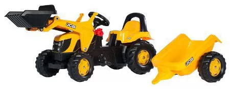 Tractor de pedales - jcb infantil con remolque y pala excavadora delantera