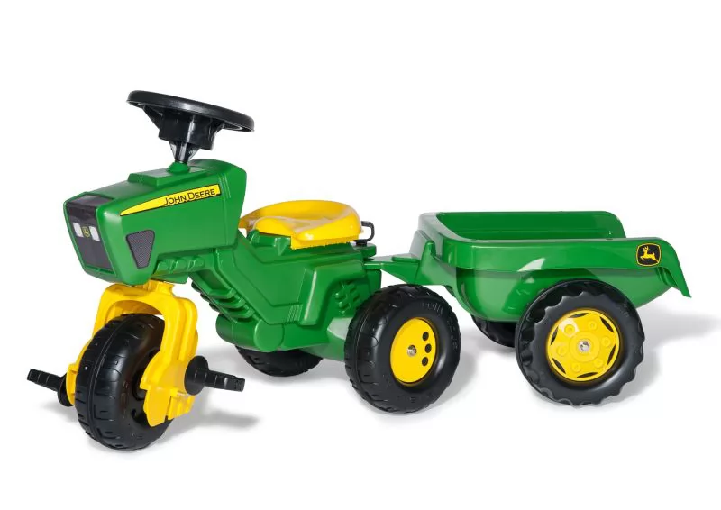 Tractor a pedales de tres ruedas con remolque rollyTrac John Deere