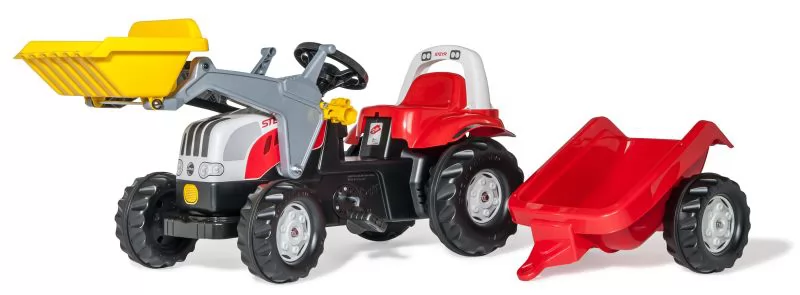 Tractor infantil para niños a Pedales con Pala Delantera y Remolque Steyr 6165 CVT