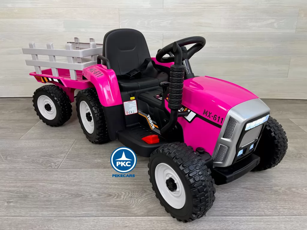 Tractor eléctrico para niños Peketrac 5100 12V Rosa perspectiva