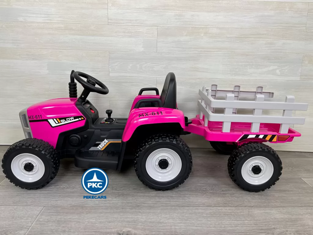 Tractor eléctrico para niños Peketrac 5100 12V Rosa a batería
