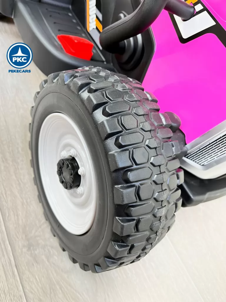 Tractor eléctrico para niños Peketrac 5100 12V Rosa ruedas de caucho