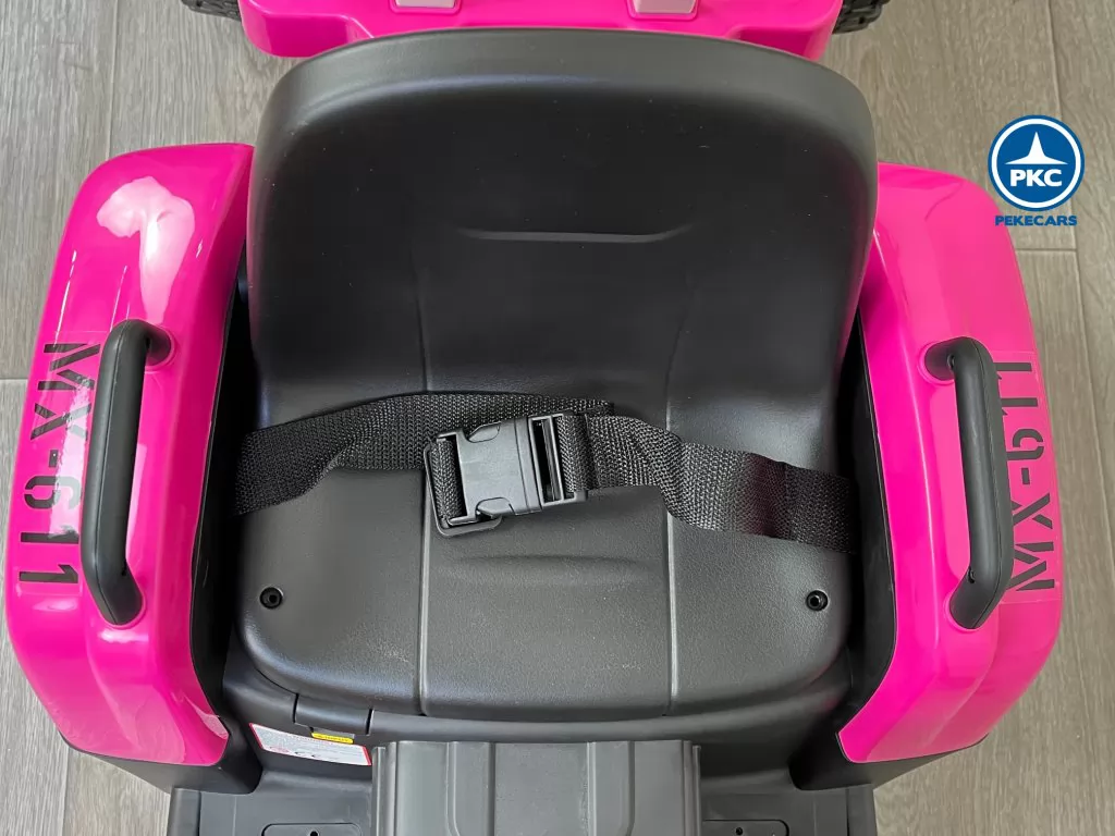 Tractor eléctrico para niños Peketrac 5100 12V Rosa asiento con cinturón