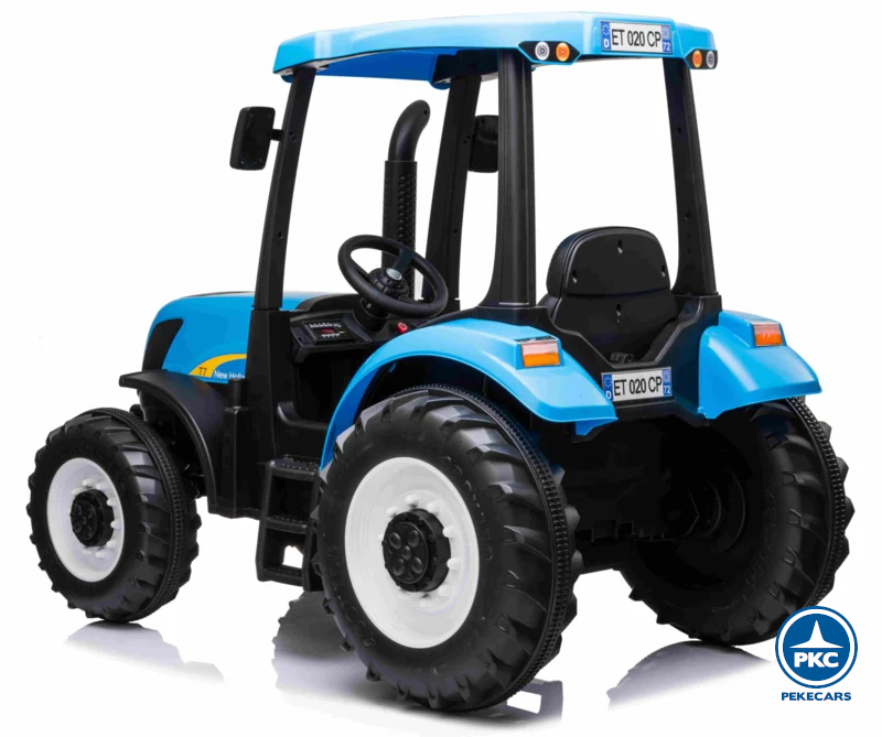Tractor Eléctrico New Holland T7 12V 2.4G Azul perspectiva trasera