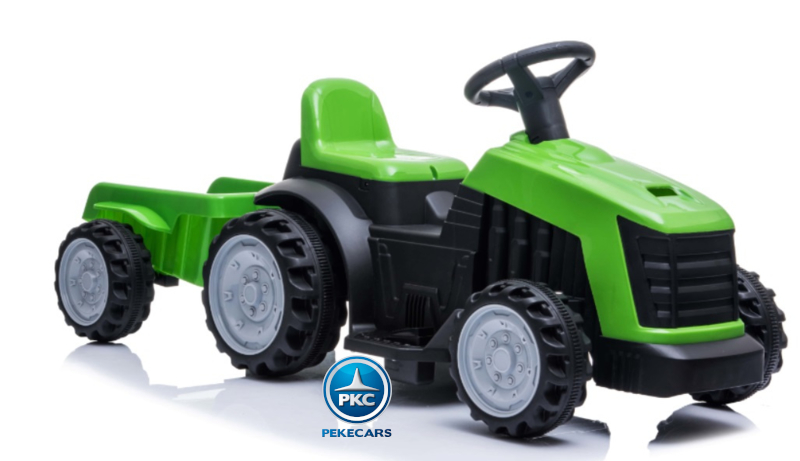 tractor electrico 6v verde con remolque