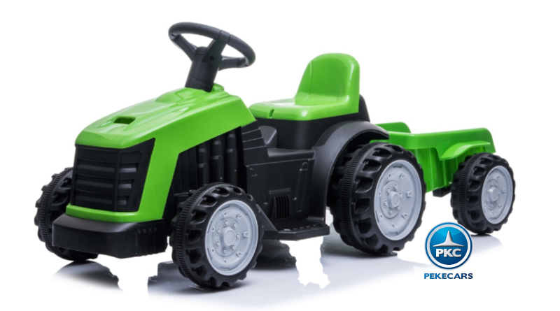tractor electrico 6v verde con remolque
