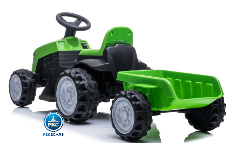 tractor electrico 6v verde con remolque