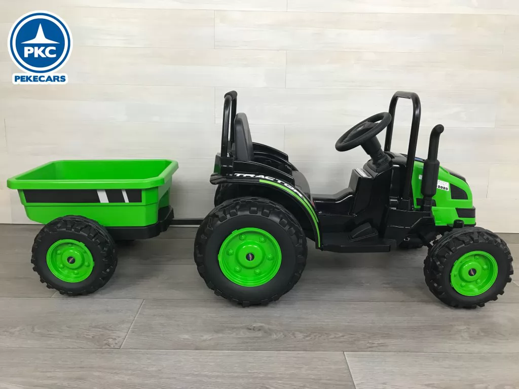 Tractor Electrico Peketrac 4100 12V 2.4G Verde vista lateral derecha