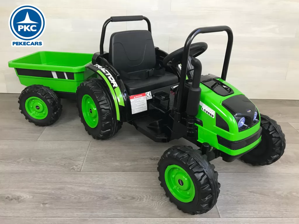 Tractor Electrico Peketrac 4100 12V 2.4G Verde vista 3/4
