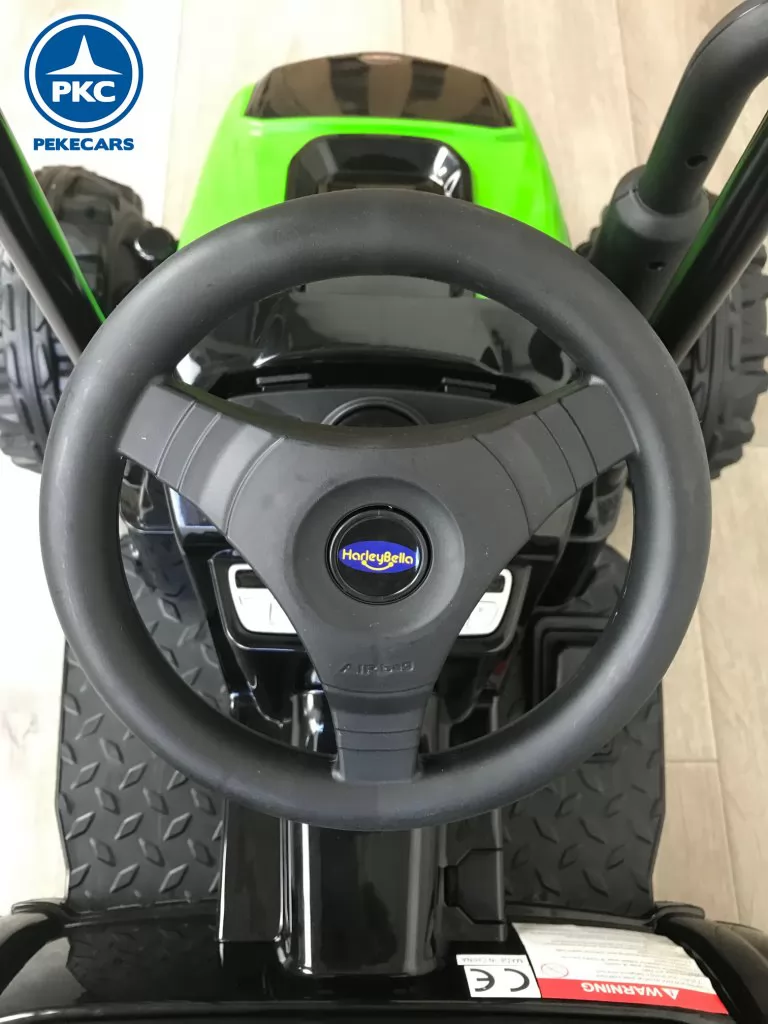 Tractor Electrico Peketrac 4100 12V 2.4G Verde vista volante