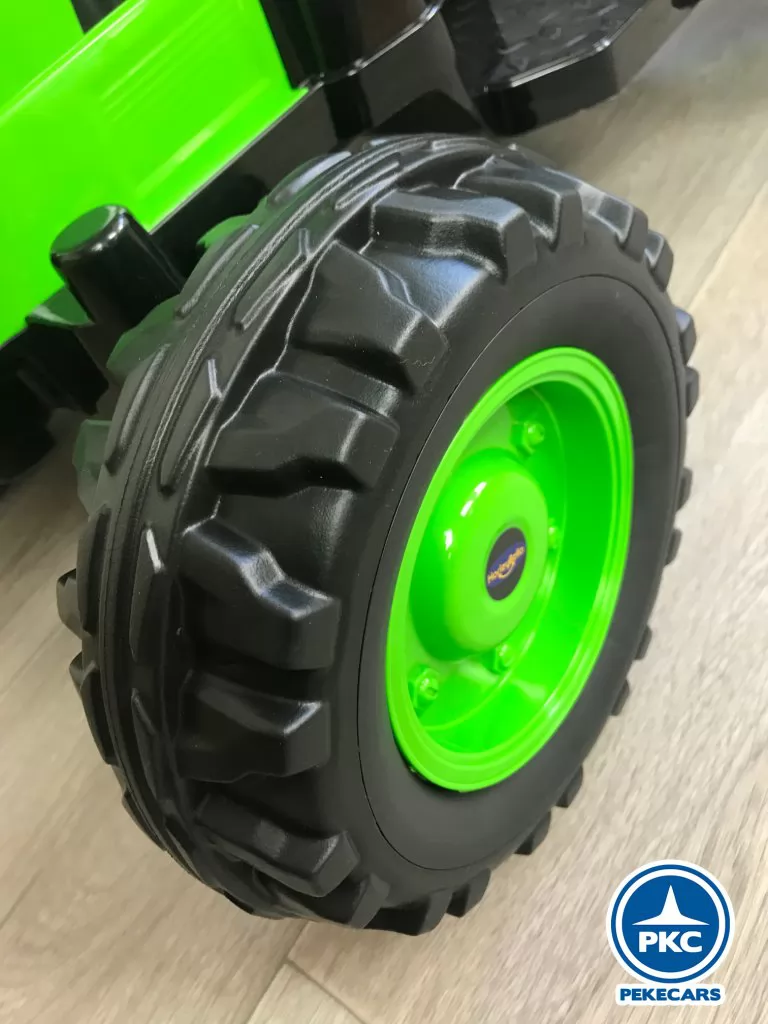 Tractor Electrico Peketrac 4100 12V 2.4G Verde vista rueda