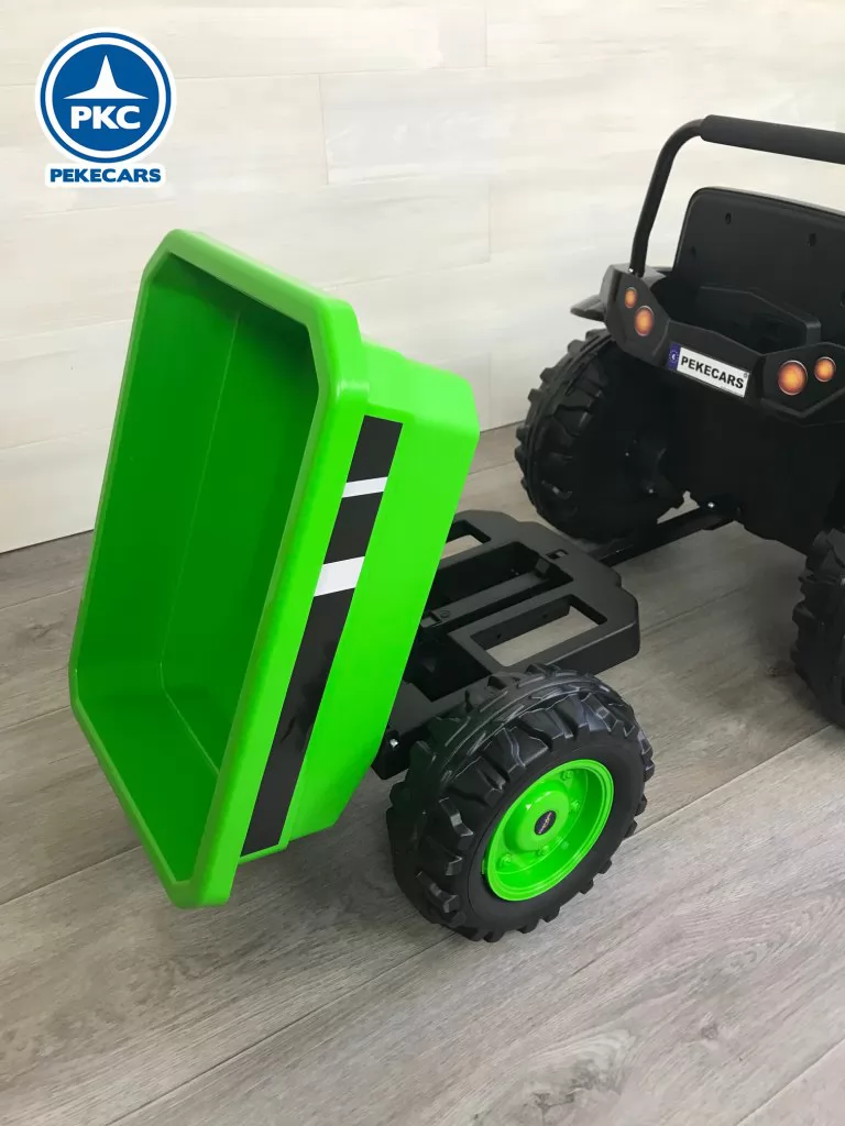 Tractor Electrico Peketrac 4100 12V 2.4G Verde vista remolque 2