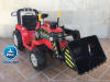 Tractor electrico con pala delantera rojo vista general