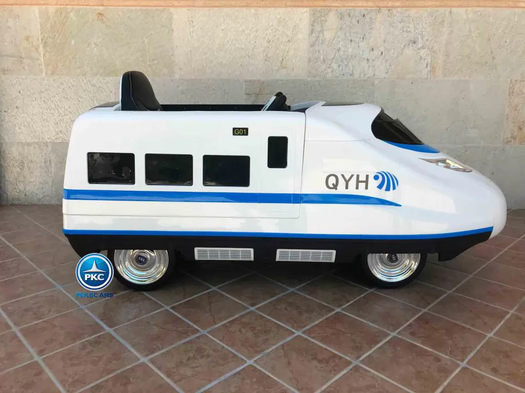 Tren electrico para niños Pekecars Blanco vista lateral