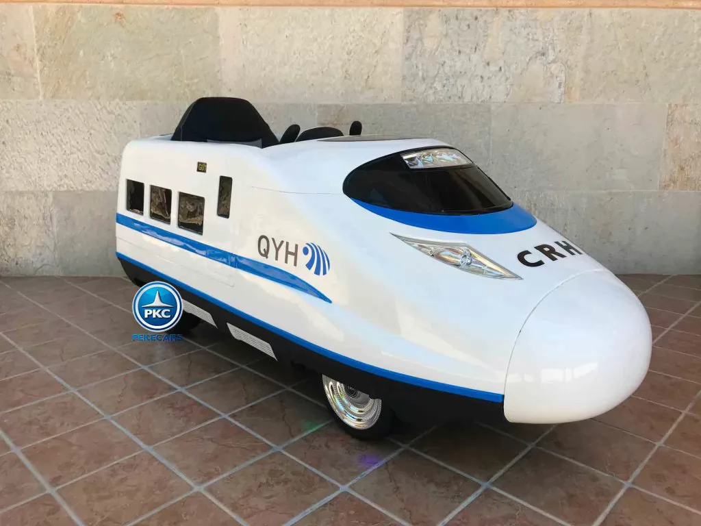 Tren electrico para niños Pekecars Blanco vista de lado