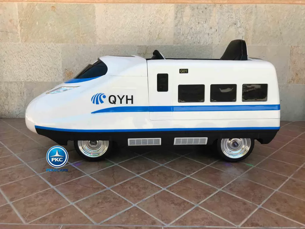 Tren electrico para niños Pekecars Blanco vista lateral
